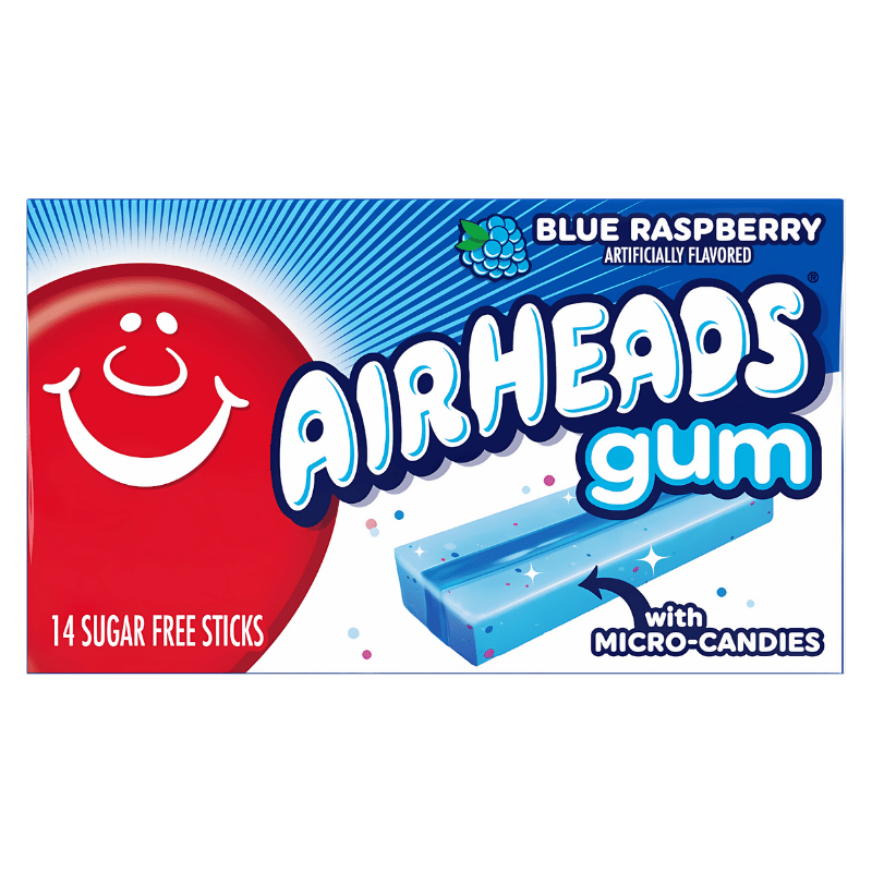 Airheads Gum Framboise Bleue - 14 Bâtons Sans Sucre