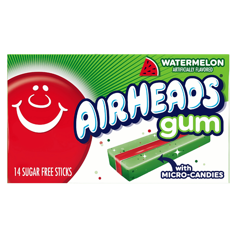 Airheads Gum Pastèque - 14 Bâtons Sans Sucre