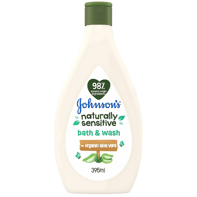 Bain et Gel Nettoyant Johnson's Original Naturally Sensitive à l'Aloe Vera Bio 395ml