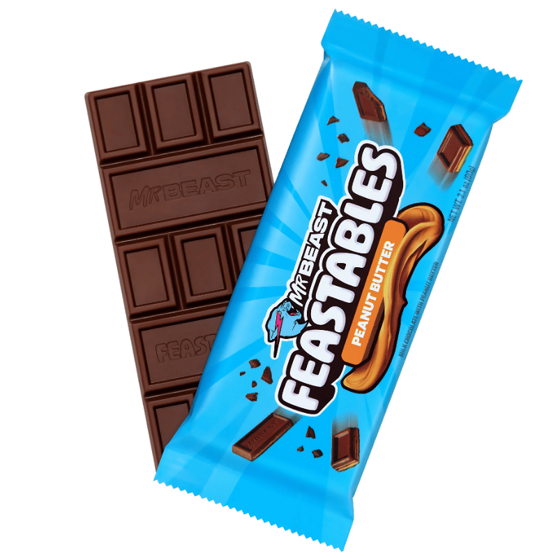 Barre Mr Beast Feastables Chocolat au Lait avec Beurre de Cacahuète 60g