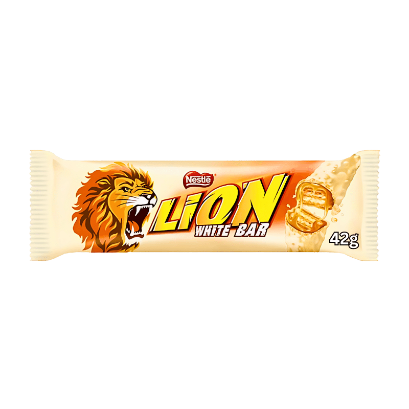 Barre de Chocolat Blanc Lion avec Caramel et Céréales Croquantes 42g