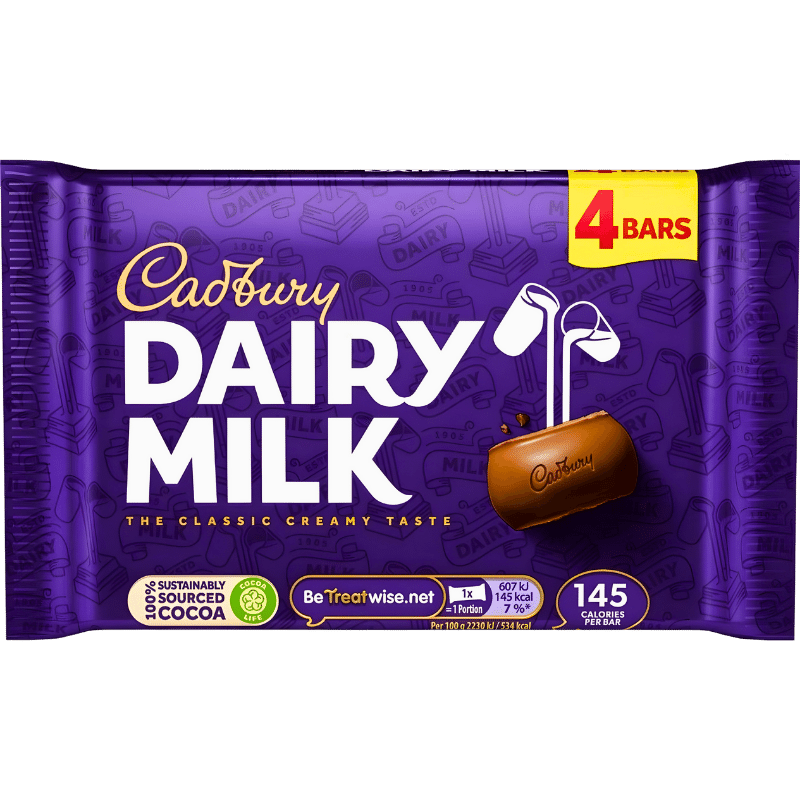 Cadbury Dairy Milk Chocolat 4 Barres 108g