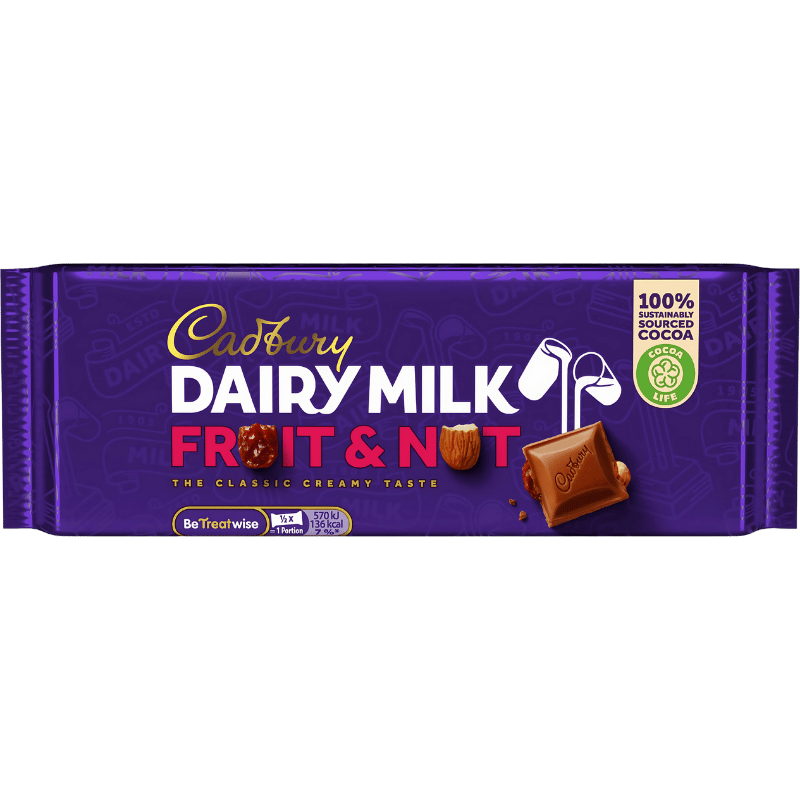 Cadbury Dairy Milk Fruit & Nut Le Goût Crémeux Classique 180g