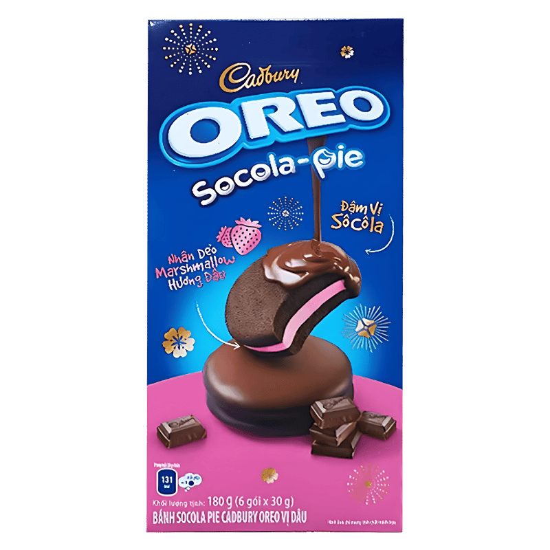 Cadbury Oreo Socola-Pie avec Garniture à la Guimauve à la Fraise 180g