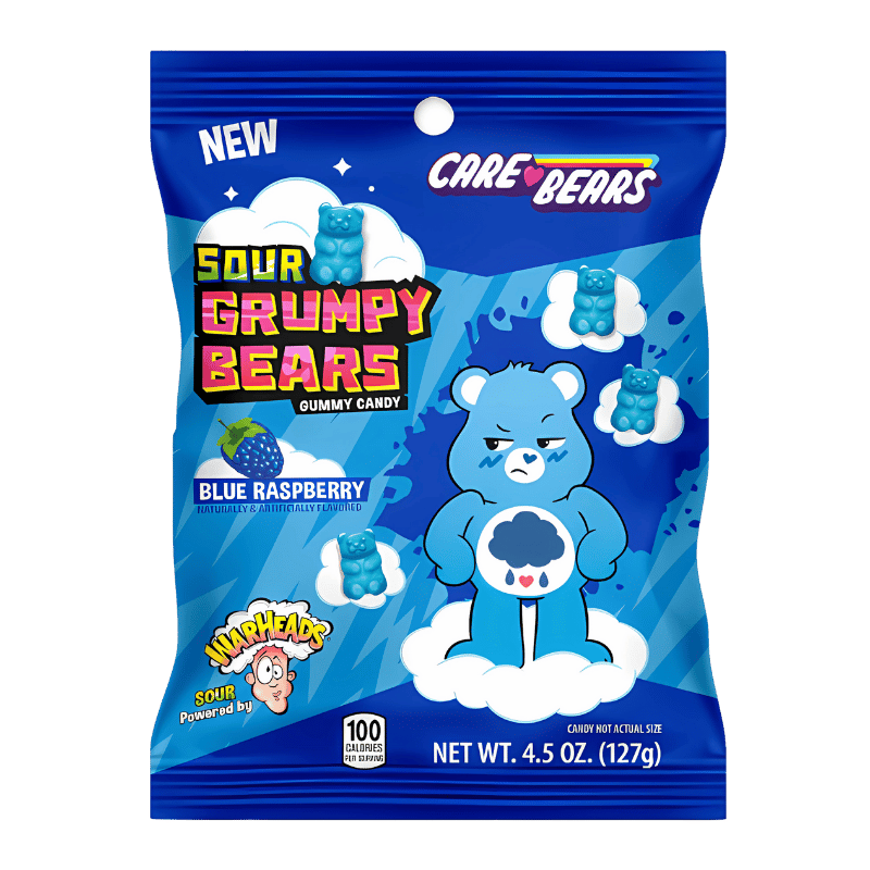 Care Bears Sour Grumpy Bears à la Framboise Bleue - Acidulés Warheads 127g