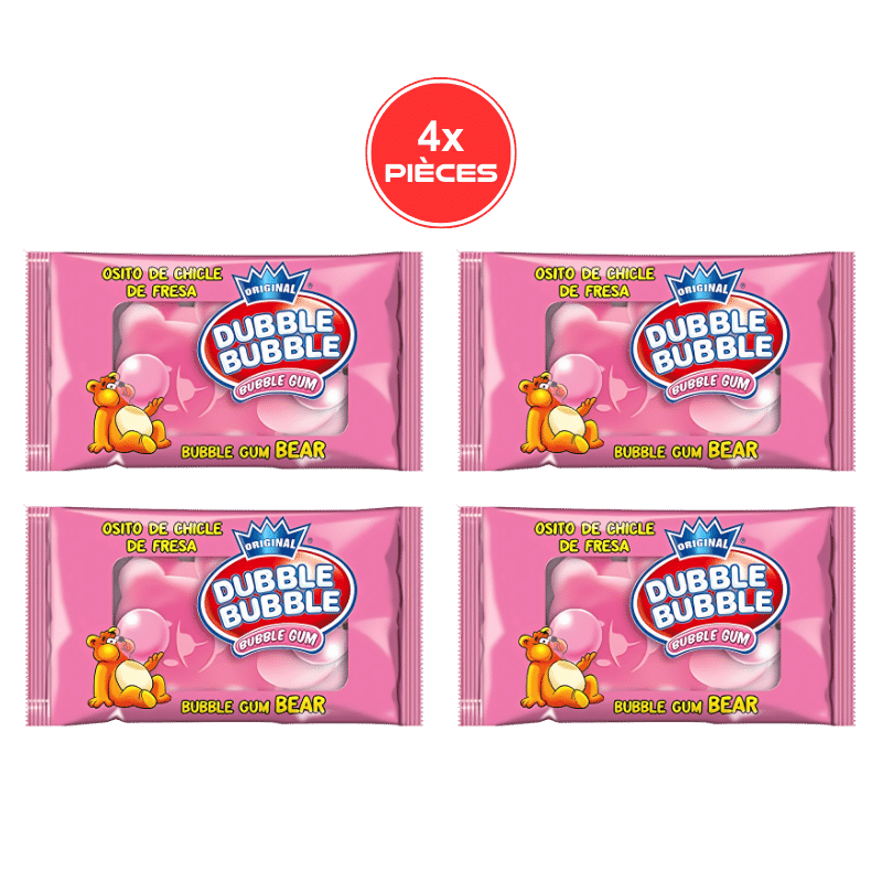 Dubble Bubble Gum Bears Fraise 4 pièces