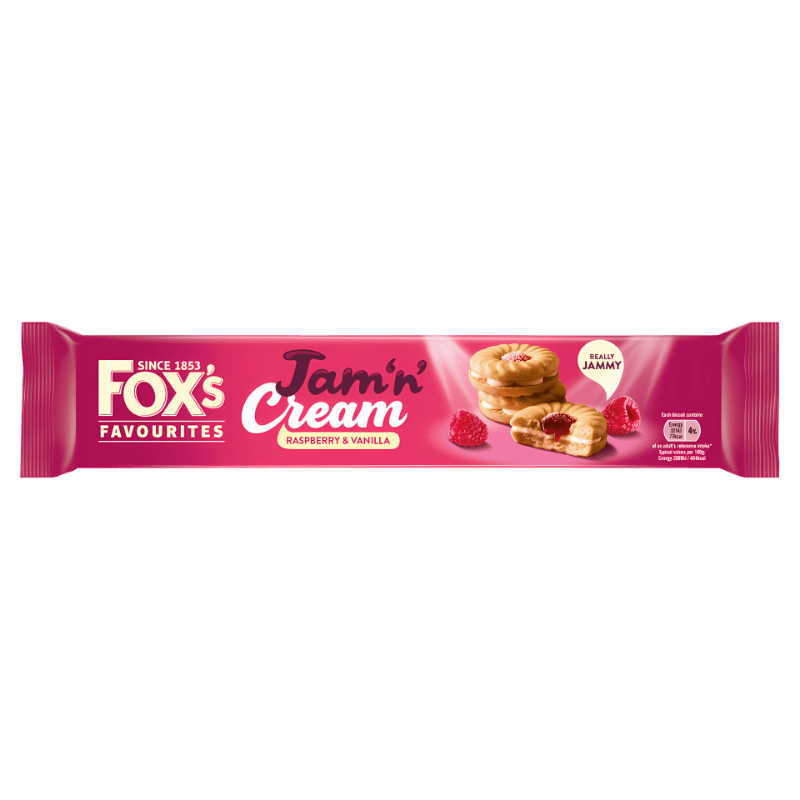 Fox's Favourites Jam'n' Cream Framboise-Vanille 150g