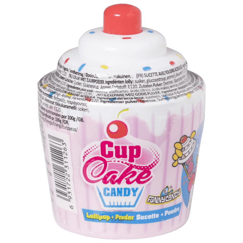Funny Candy Cup Cake Sucette Fraise 40g