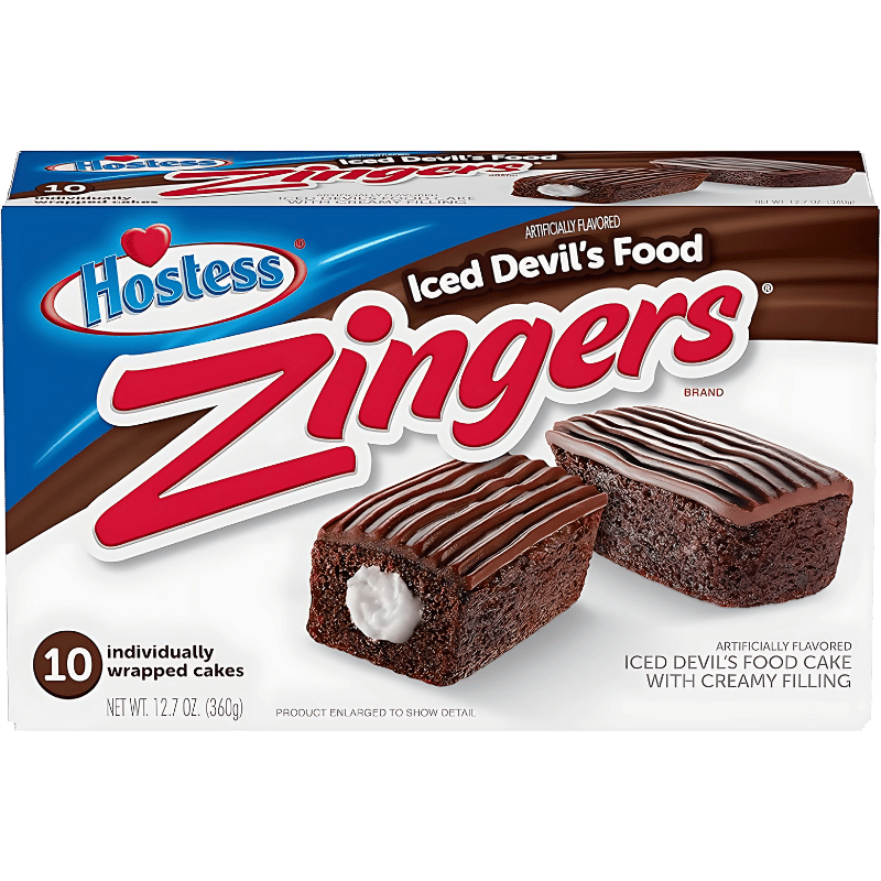 Hostess Zingers Iced Devil's Food Cake avec Garniture Crémeuse - 10 Pièces - 360g
