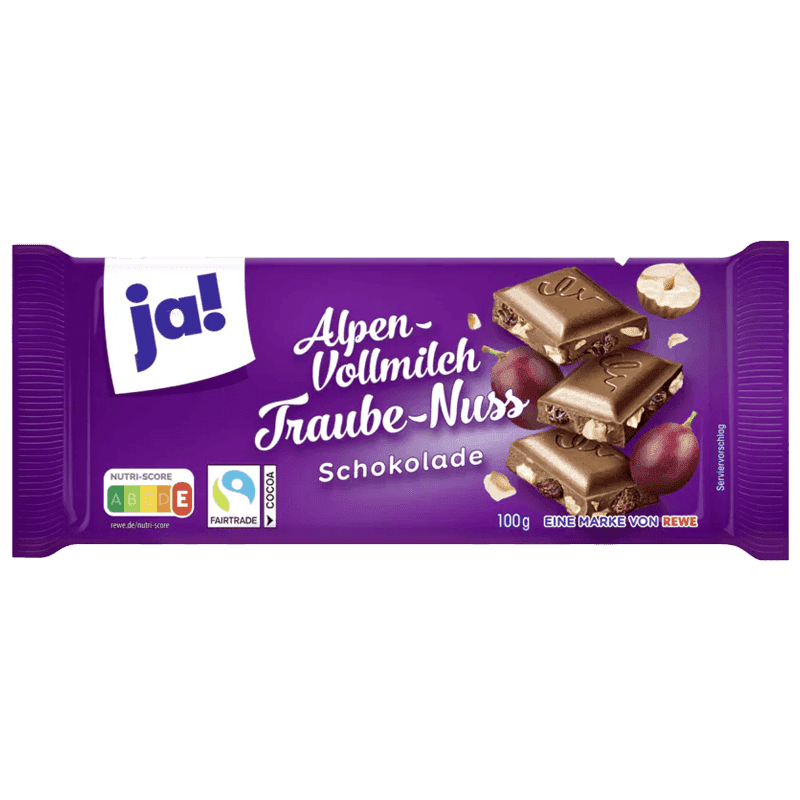 Ja Chocolat Au Lait Entier Alpin Raisin Noix