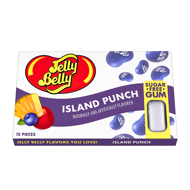 Jelly Belly Chewing-Gum Sans Sucre Saveur Punch des Îles - 12 Pièces