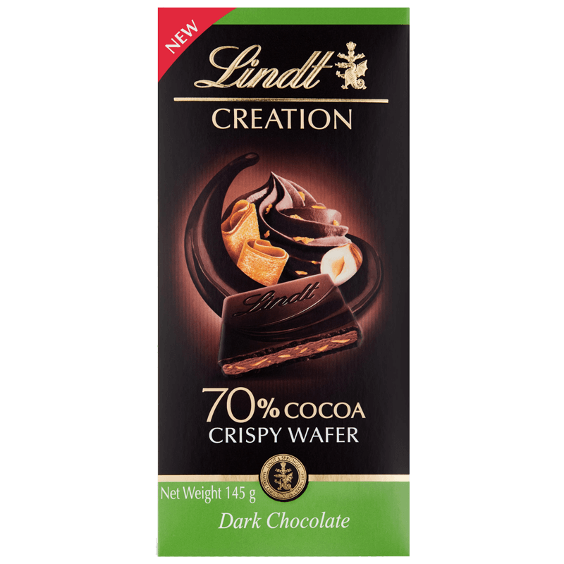 Lindt Creation Dark 70% Gaufrette Et Noix 145g