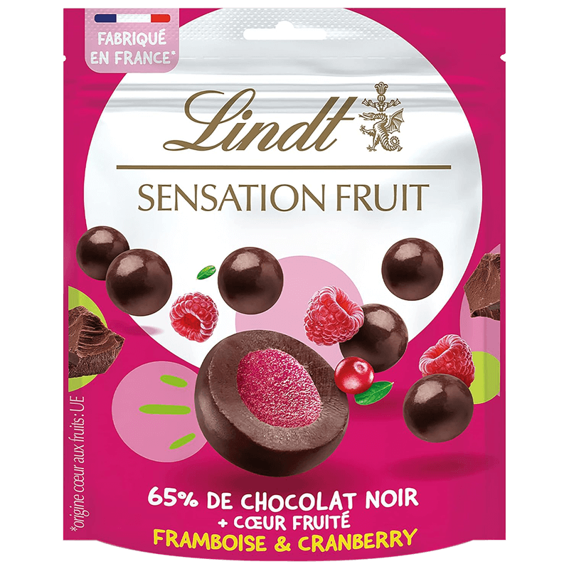 Lindt Sensation Fruit Framboise Cranberry Chocolat Noir 160g