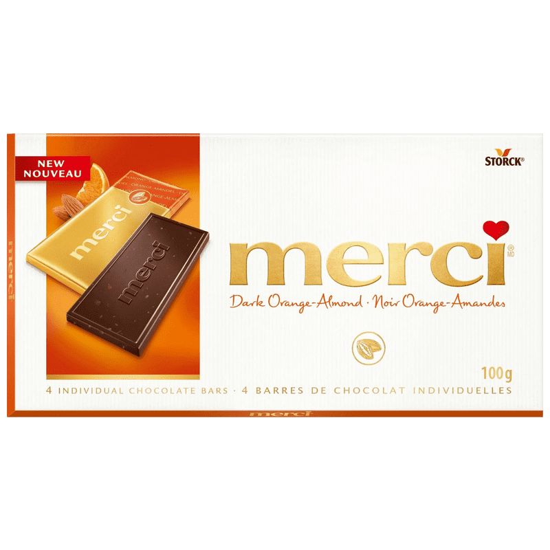 Merci Barres De Chocolat Noir Amande Orange 100g
