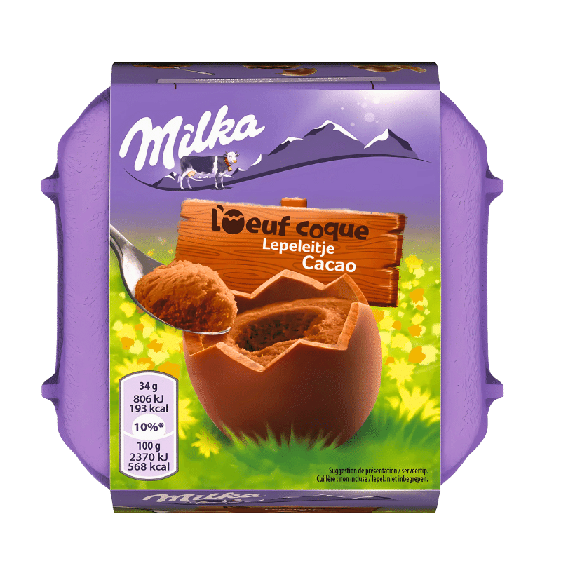Œufs Coques au Chocolat au Lait Fourrés Crème au Lait et Cacao MILKA 4x 34g