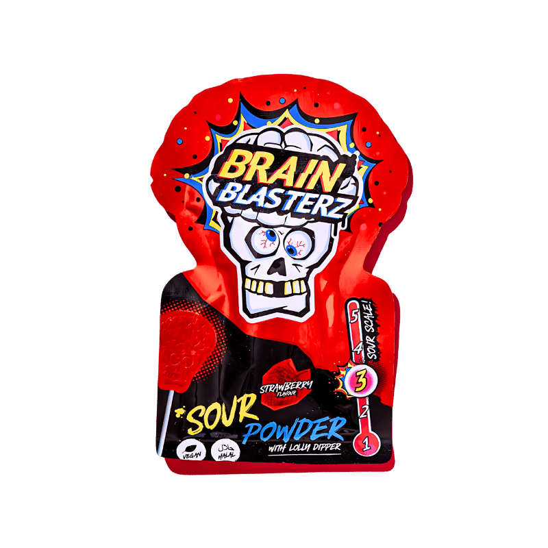 Poudre Acide Brain Blasterz avec Sucette à Tremper Fraise 10g