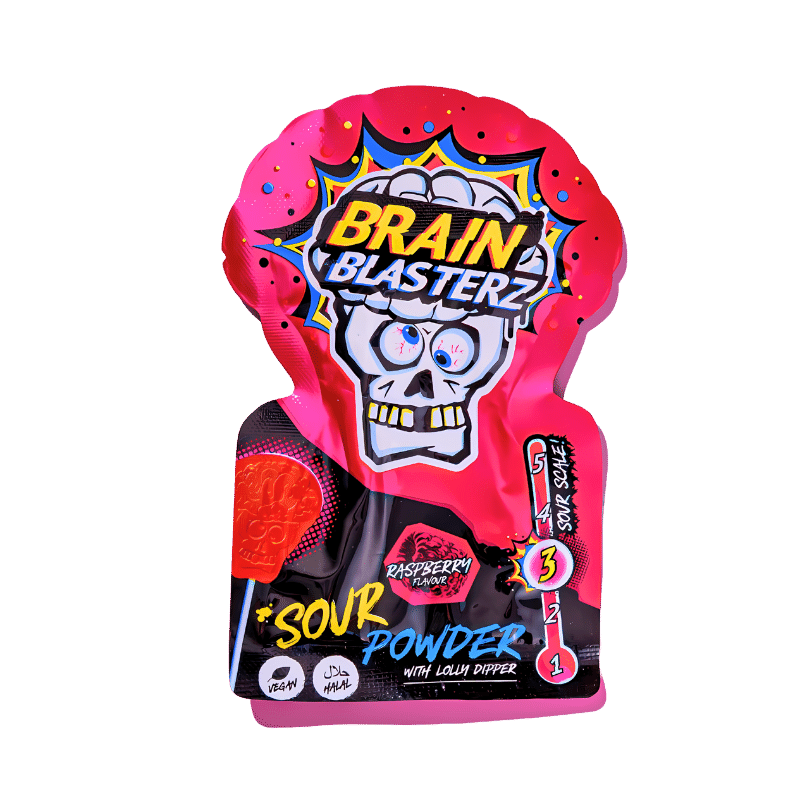 Poudre Acide Brain Blasterz avec Sucette à Tremper Framboise 10g