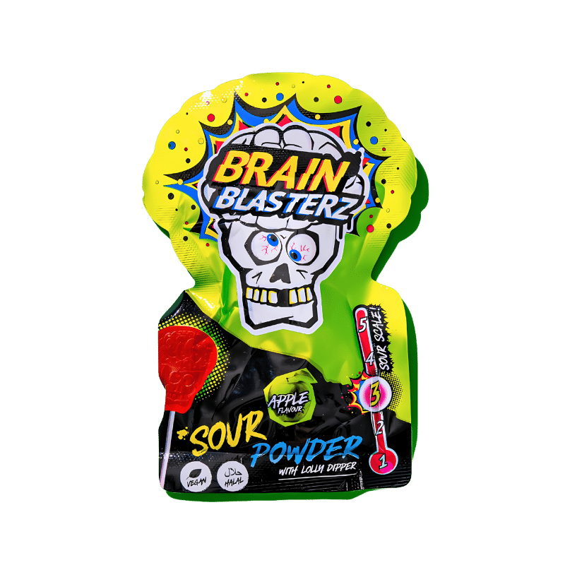 Poudre Acide Brain Blasterz avec Sucette à Tremper Pomme 10g