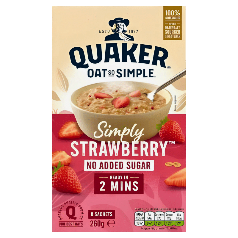 Quaker Avoine Fraise Sans Sucre Ajouté 260g (8 Sachets)
