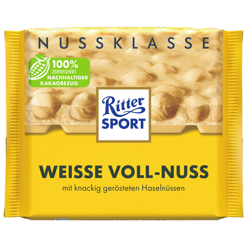 Ritter Sport Chocolat Blanc Aux Noisettes Entières 100g