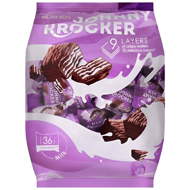 Roshen Johnny Krocker Gaufrettes Enrobées De Chocolat 350g