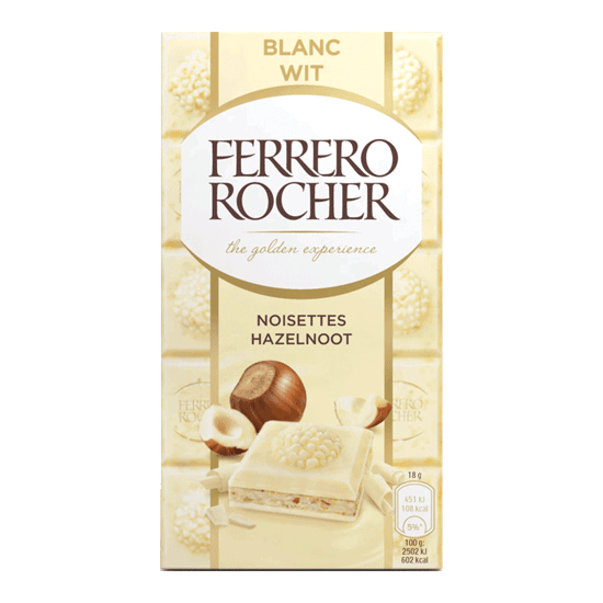 Ferrero Rocher Tablette Chocolat Blanc Noisette 90g
