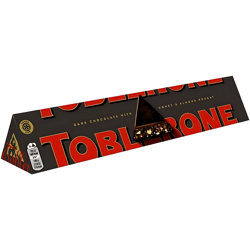 Toblerone Chocolat Noir avec Nougat au Miel et aux Amandes 100g