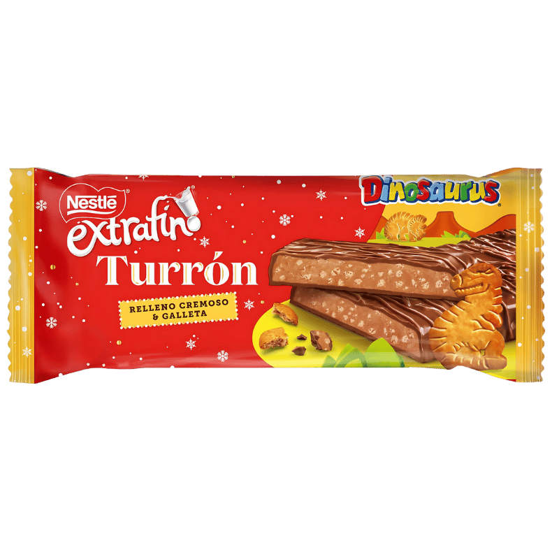 Turrón Relleno Cremoso & Galleta Dinosaures Nestlé Extrafino Qualité Standard 229g