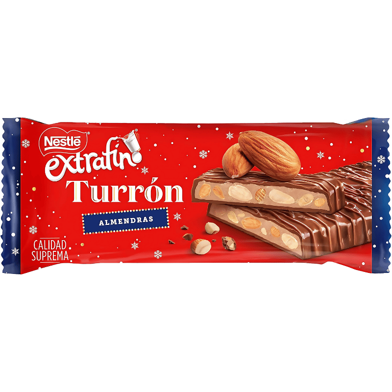Turrón de Chocolat au Lait avec Garniture et Amandes Nestlé Extrafino Qualité Suprême 230g
