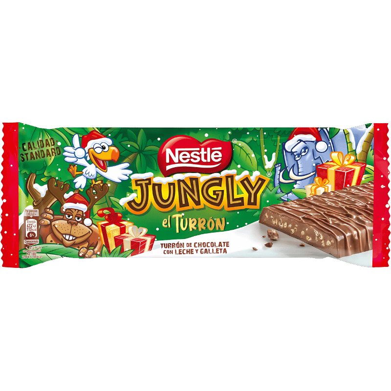 Turrón de Chocolat au Lait et Biscuit Nestlé Jungly Qualité Standard 232g