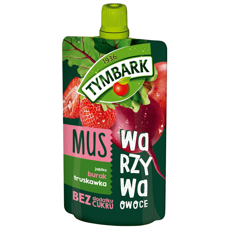 Tymbark Vega Mousse Pomme Betterave Fraise 100g