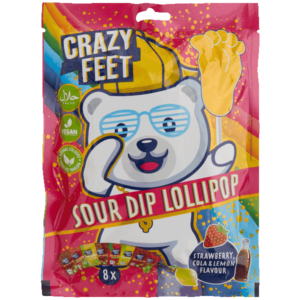 Crazy Feet Sour Dip Lollipops (×8)
