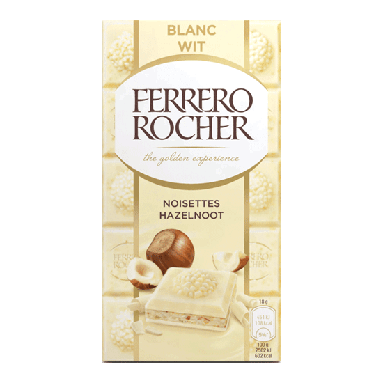 Ferrero Rocher Tablette Noisette Blanche (8x 90gr) - Grossiste