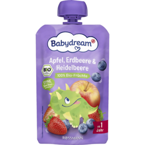 Babydream Purée de Pomme, Fraise & Myrtille 100% Bio - 100g