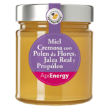 Apienergy Miel Crémeuse avec Pollen de Fleurs, Gelée Royale et Propolis 250g