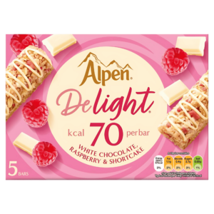 Barres Alpen Delight Chocolat Blanc, Framboise & Shortcake, 5 Barres 95g