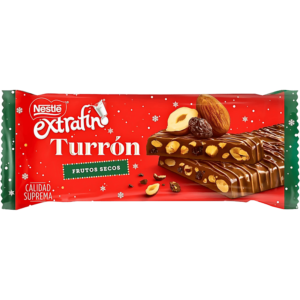 Turrón de Chocolat au Lait avec Garniture et Fruits Secs Nestlé Extrafino Qualité Suprême 230g