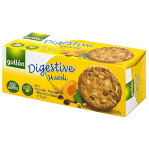 Gullón Digestive Muesli avec Avoine, Raisins, Abricot et Soja 365g