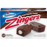 Hostess Zingers Iced Devil's Food Cake avec Garniture Crémeuse - 10 Pièces - 360g