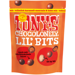 Tony's Chocolonely Lil' Bits Mélange Chocolat au Lait, Caramel-Sel de Mer et Biscuit 120g