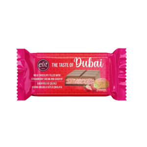 Elit Dubai Chocolat au Lait Fourré à la Crème de Fraise et Kadayif - 90g