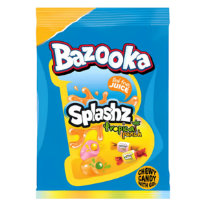 Bazooka Splashz Tropical Punch - Gommes à mâcher saveur punch tropical - 120g