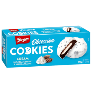 Bergen Obsession Cookies Crème - Biscuit Chocolat & Garniture Vanille - 128g