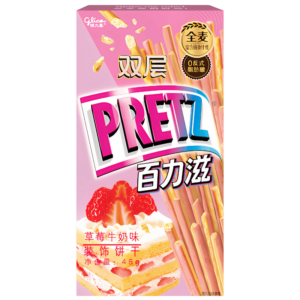 Glico Pretz - Bâtonnets Biscuit Double Fraise et Lait 45g