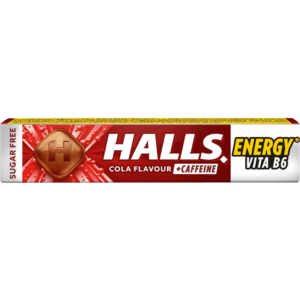 Halls Cola Caffeine Energy Vita B6 Sans Sucre 32g