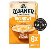 Quaker Avoine Big Bowl Golden Syrup - 6 Sachets - 298g