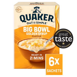 Quaker Avoine Big Bowl Golden Syrup - 6 Sachets - 298g