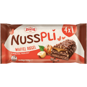 Zentis Nusspli Barre Gaufre Noisettes 4 Pièces 144g