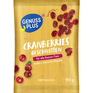 Genuss Plus - Canneberges Séchées en Morceaux pour les Amateurs de Baies (150g)