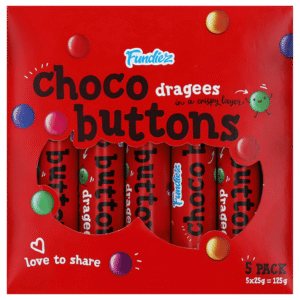 Fundiez Choco Buttons – Dragées Chocolatées en Coque Croustillante (5 x 25g)